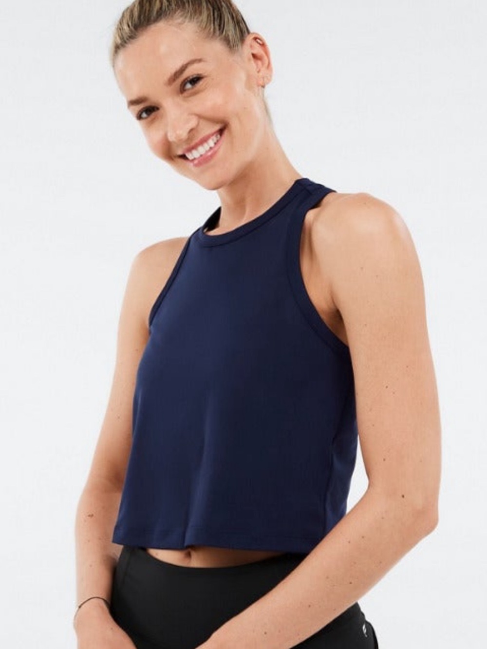 Women’s Fabletics Blake Navy Blue High-Neck Cropped Tank- small